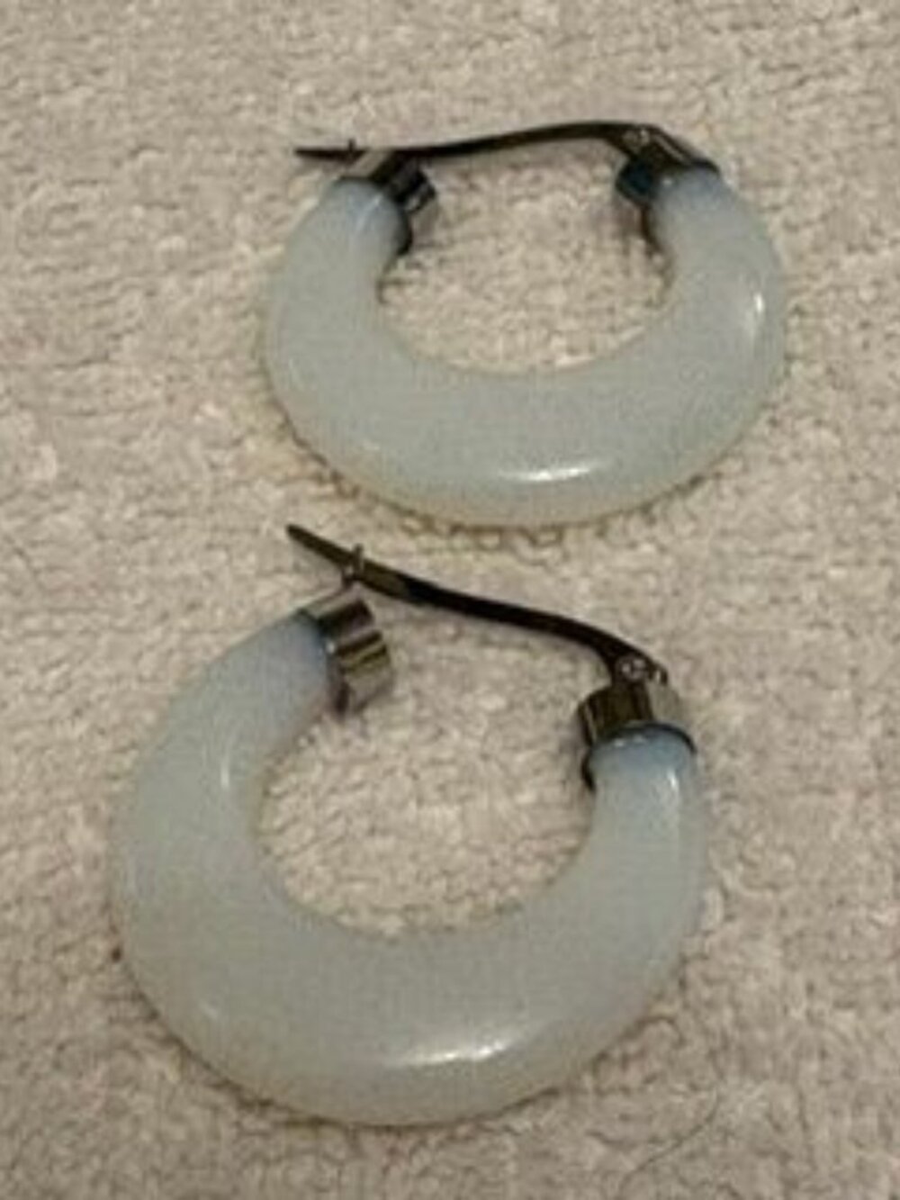 NEW Opalite 50.00 ctw Hoop Earrings in Stainless Steel
